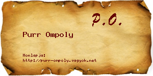Purr Ompoly névjegykártya